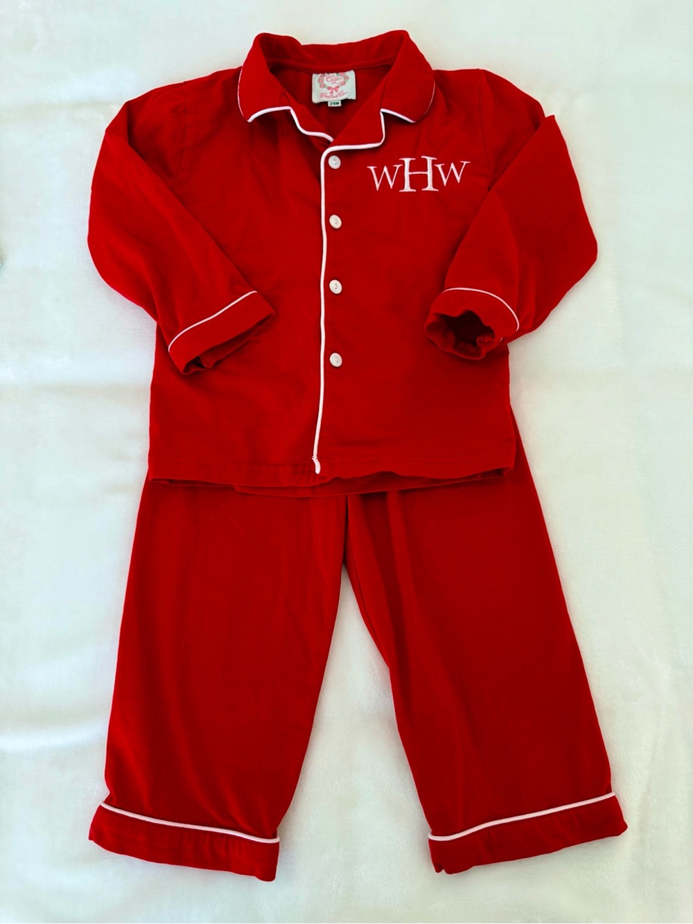 Cecil & Lou Monogrammed Christmas Pajama Set (size 24m)